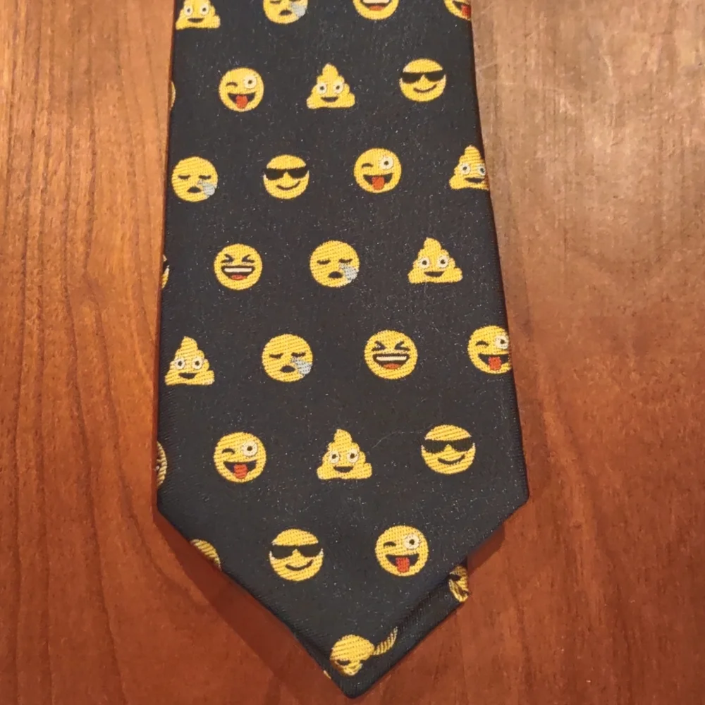 Necktie, Emoji Designs, Dark Navy Blue, Youth/Teen, Like New.